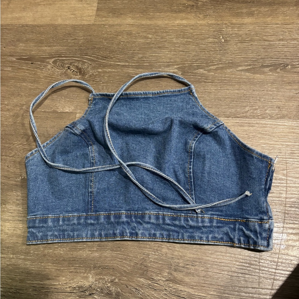 Forever 21 Blue Denim Crop Top
